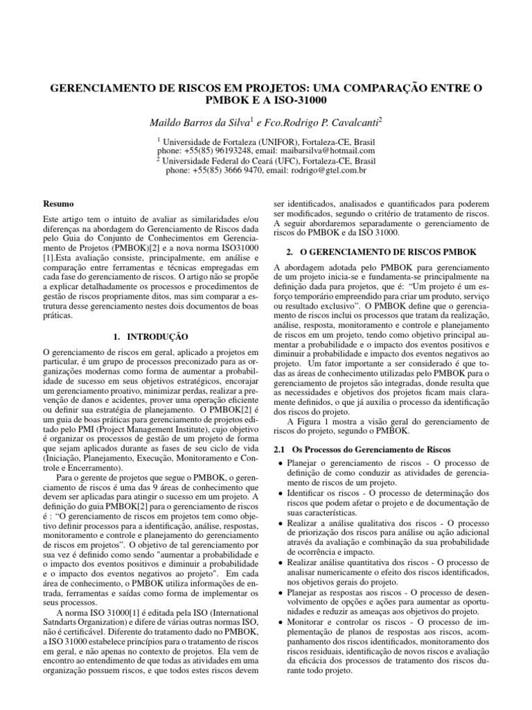 Gerenciamento de Riscos em Projetos | PDF