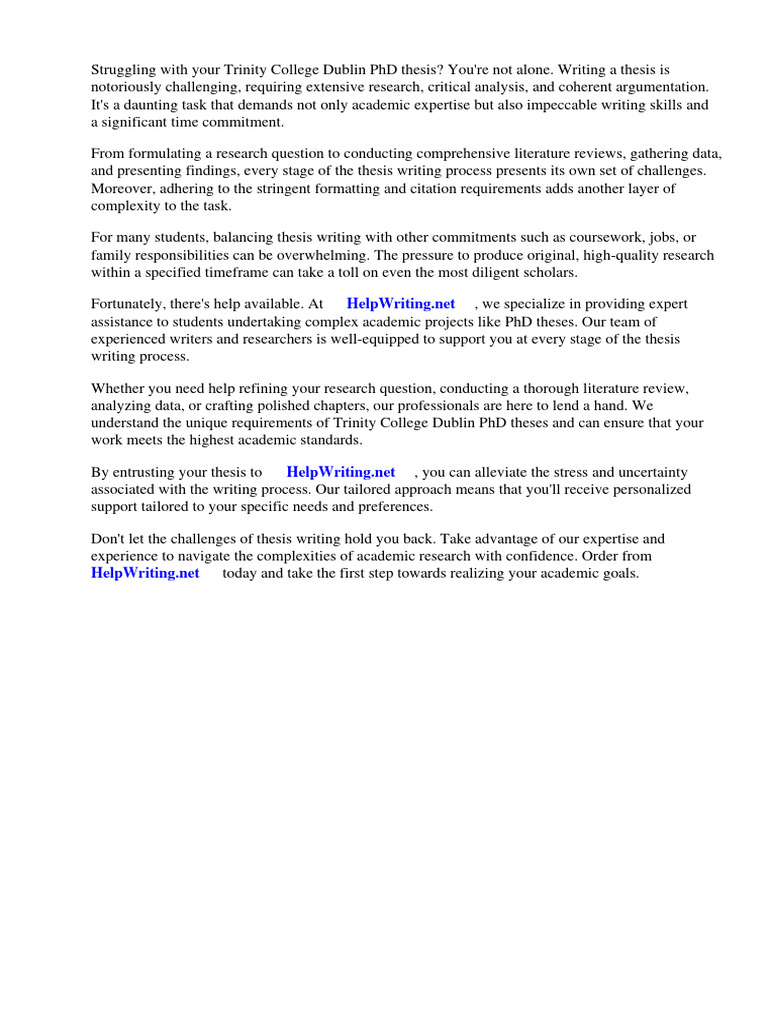 TRINITY COLLEGE DUBLIN PHD intelligence overview