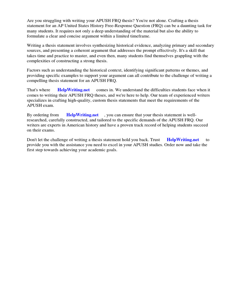 How To Write An Apush FRQ Thesis PDF Essays Thesis