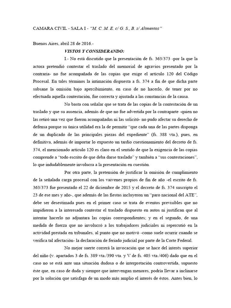Alimentos - CCCN - Prestación alimentaria entre cónyuges luego de la