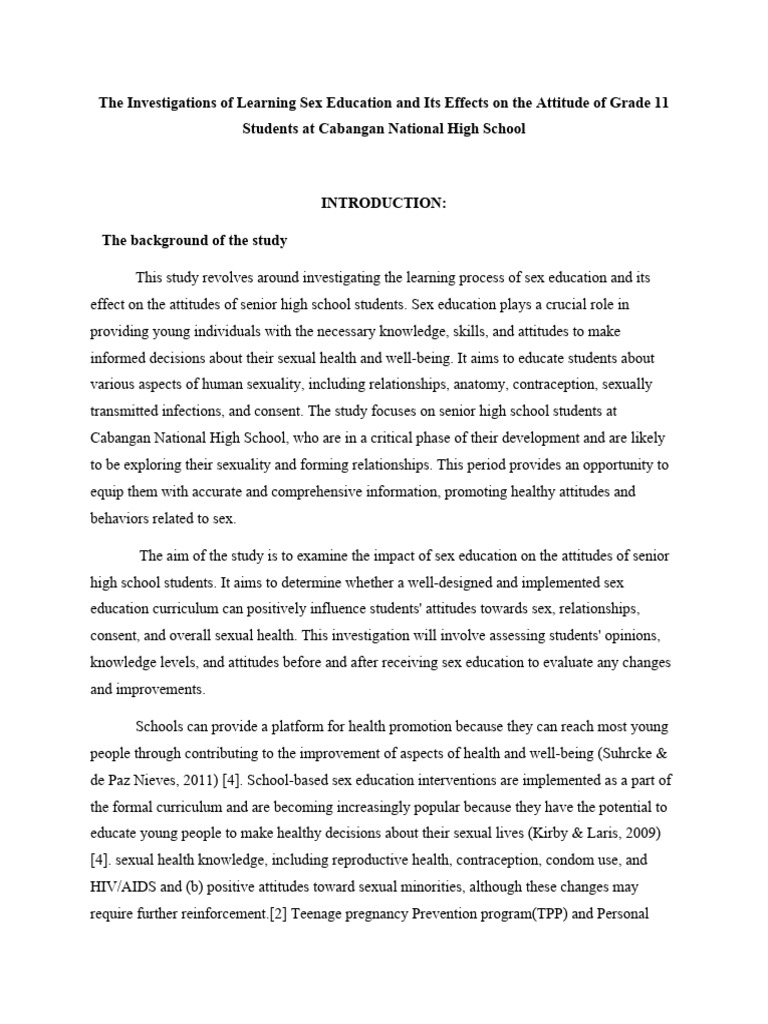 The Investegation of Learning Sex Education and Its Effects 1 | PDF ...