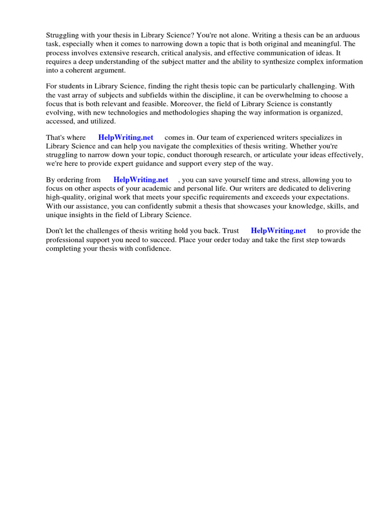 Thesis Topics Library Science | PDF | Thesis | Science