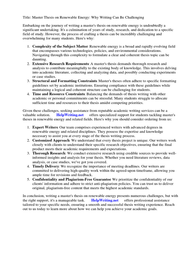 Master Thesis Renewable Energy Pdf Download Free Pdf Renewable