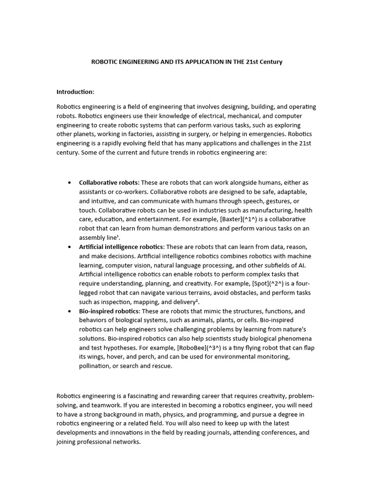 Innovations in 21st Century Robotics | PDF