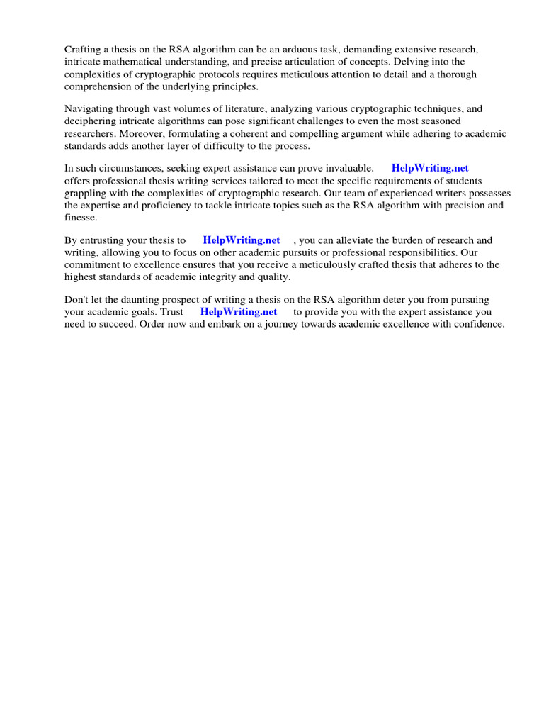 Rsa algorithm thesis pdf