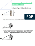 Practica para Examen Tema Angulos de Elevacion y Depresion y Ley de Senos