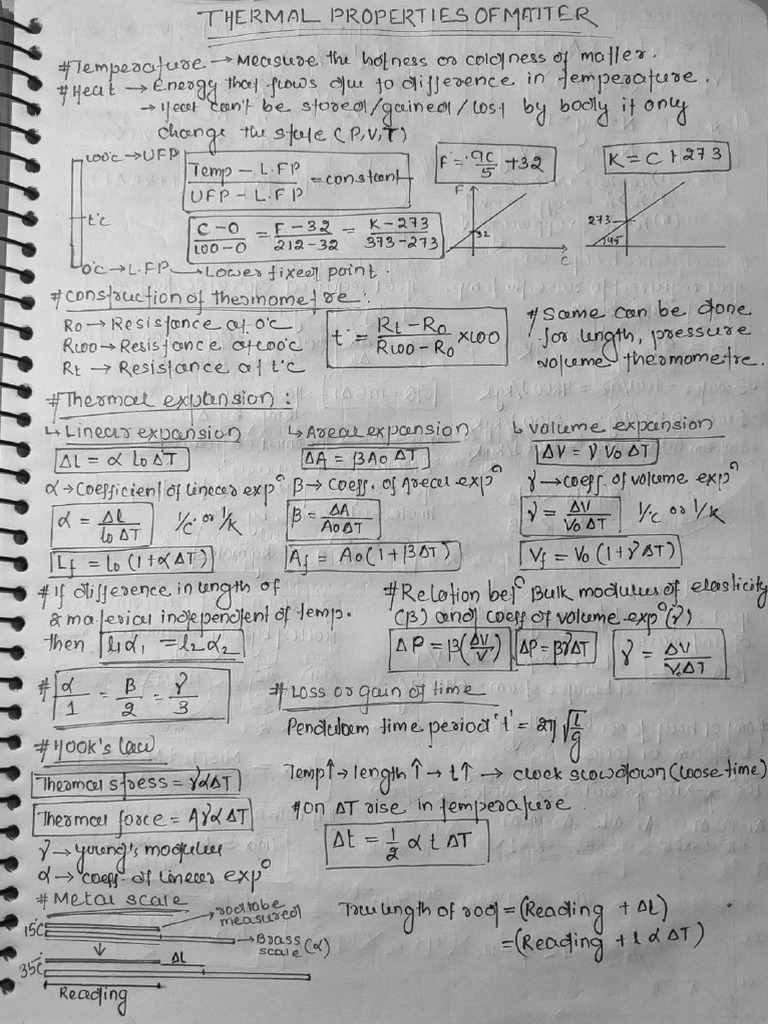 Normal THERMAL PROPERTIES OF MATTER QUICK REVISION SHEET PHYSICS | PDF