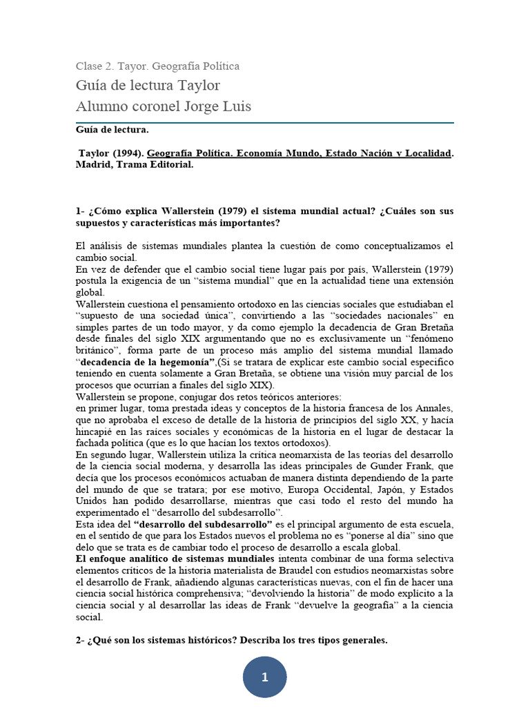 Taylor Geografia Politica PDF Mercado econom a Teor a De 