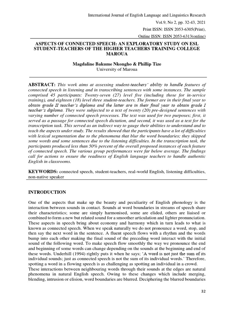 Aspects of Connected Speech | PDF