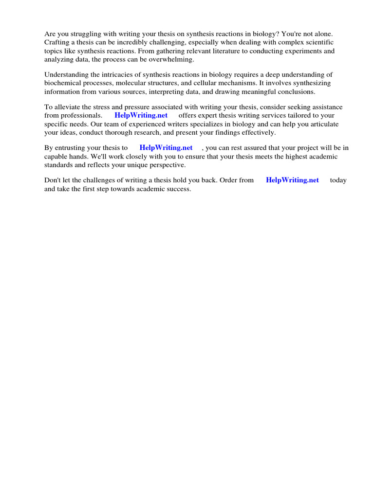 Synthesis Reaction Definition Biology | PDF