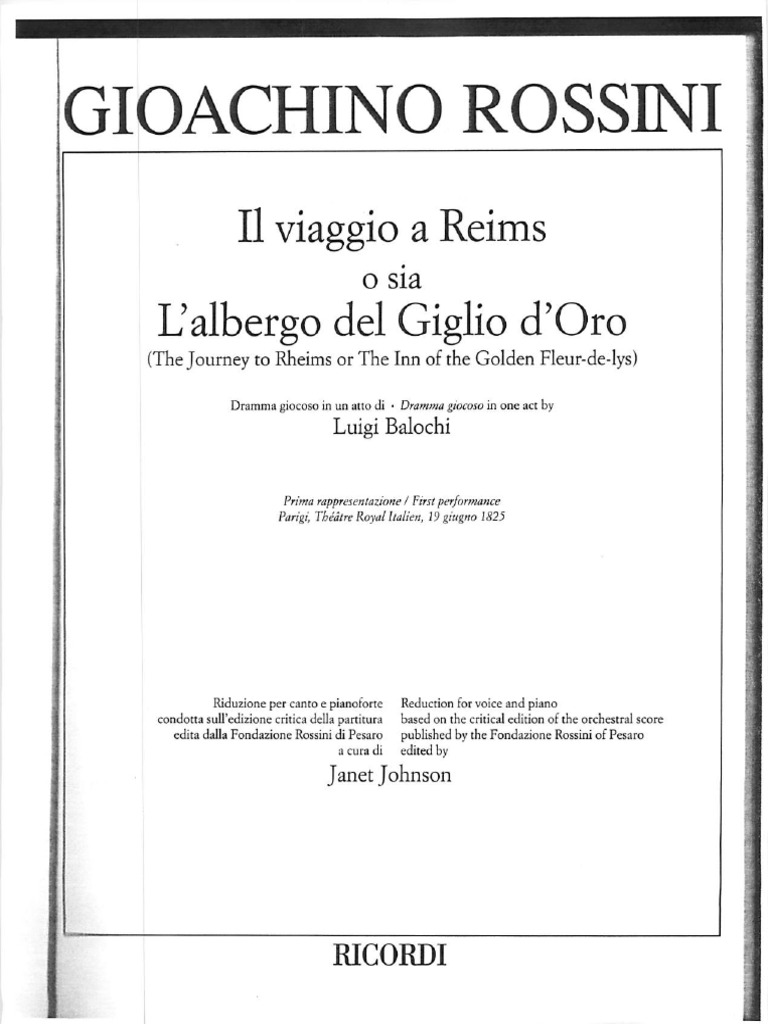 Gioachino Rossini Il ランスへの旅　Vocalスコア Rossini（ロッシーニ） :: 楽譜の店 ササヤ書店