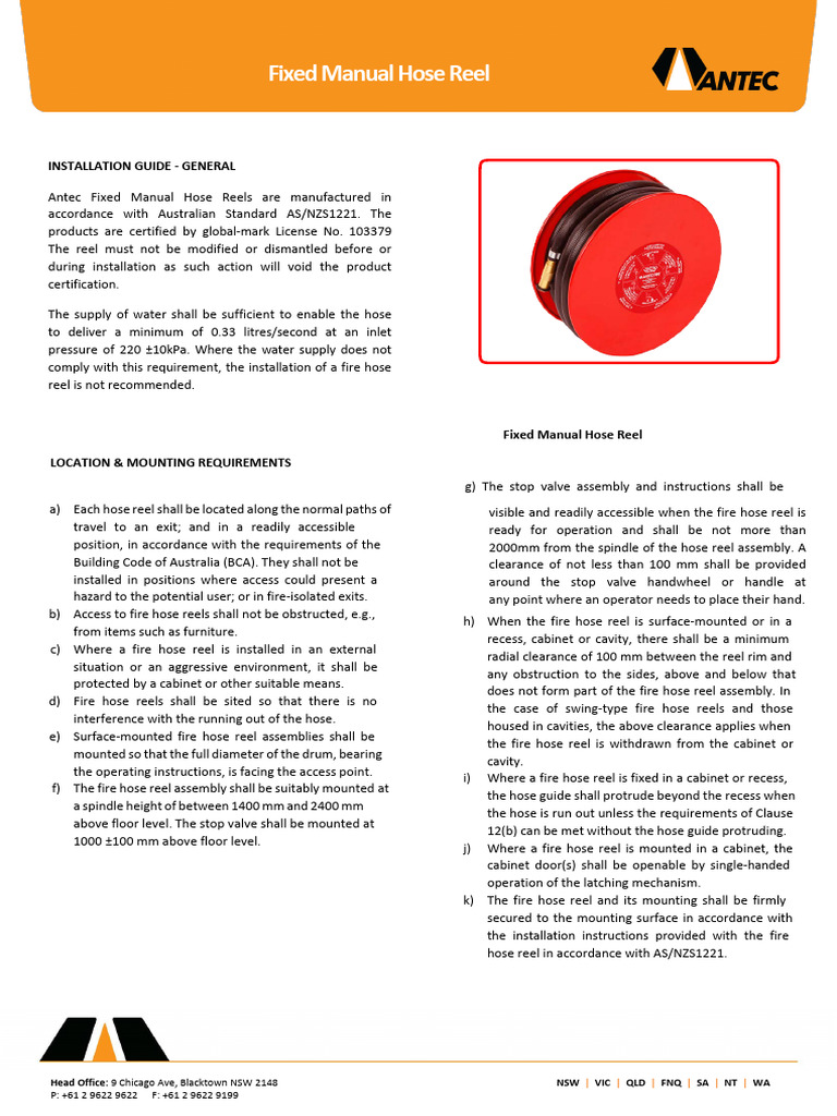 Fixed Manual Hose Reel | PDF