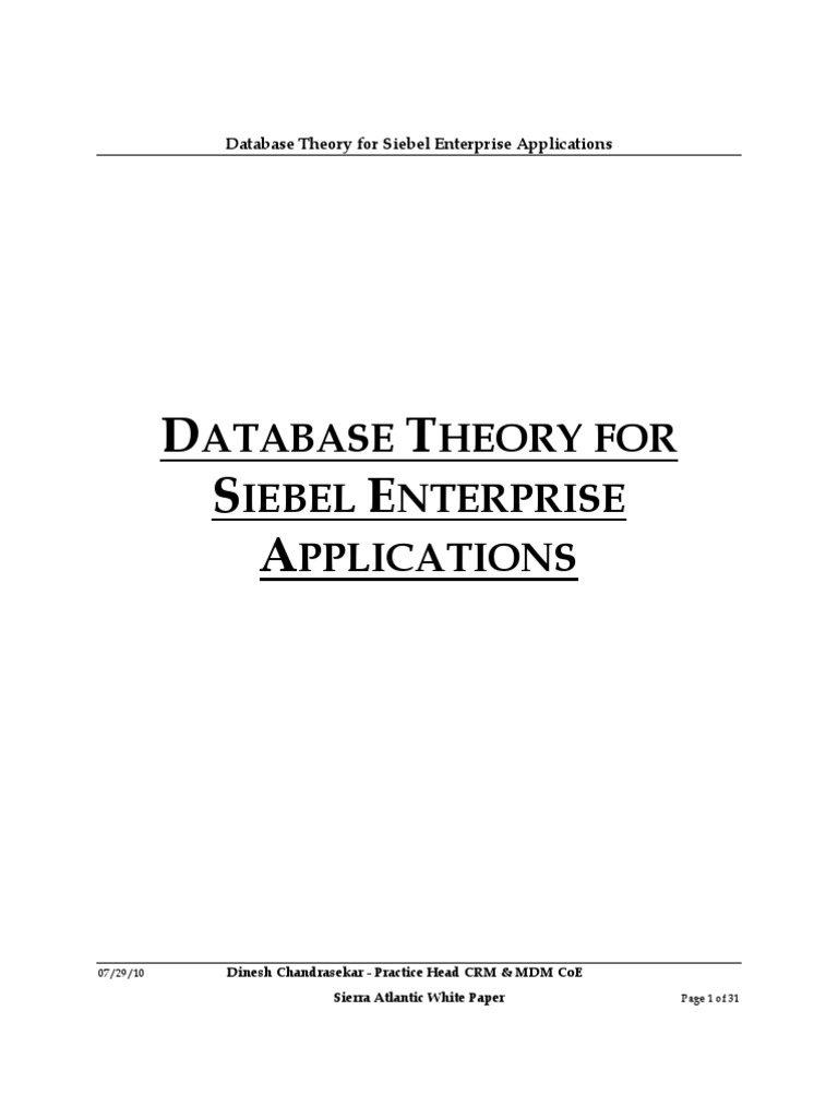 Database Theory for Siebel Applications | PDF | Database Index | Databases