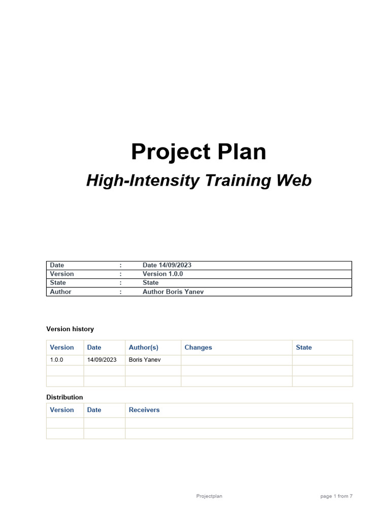 High-Intensity Training Project Plan | PDF | Scrum (Software ...