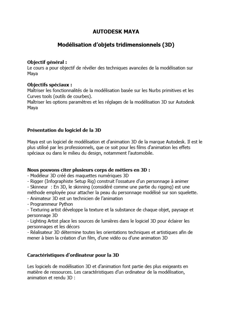 Modélisation 3D avec Autodesk Maya | PDF | Modélisation ...