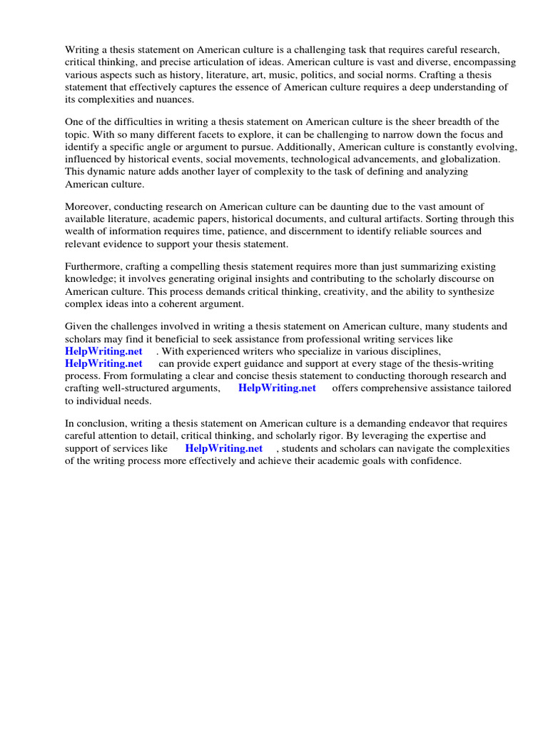 Crafting Thesis Statements on American Culture | PDF | Philosophy ...