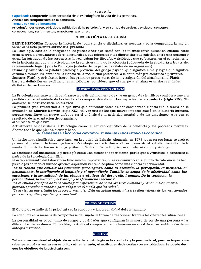 Importancia de la Psicología en la Vida | PDF