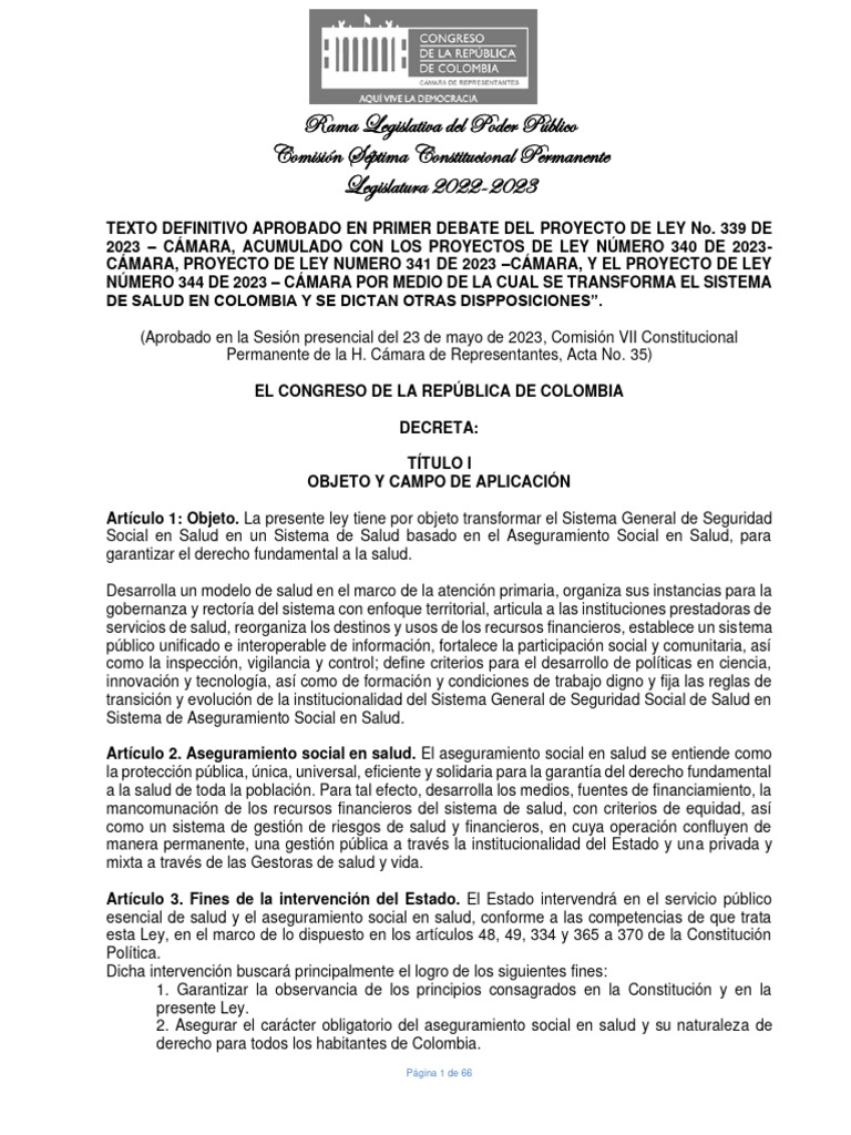 Reforma del Sistema de Salud en Colombia | PDF | Cuidado de la salud ...