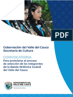 Cartilla Convocatoria Integrantes Banda Sinfónica Juvenil Del Valle Del Cauca 2024