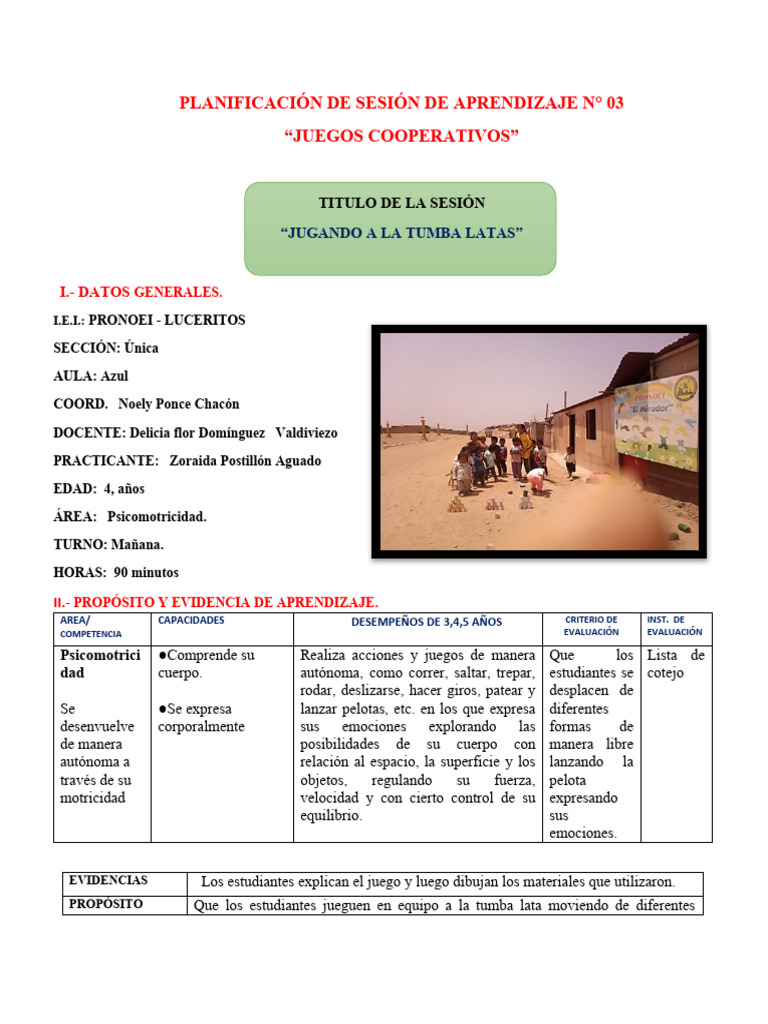 Sesion 3 Pretest El Juego de Tumbalatas.) | PDF | Evaluación | Aprendizaje