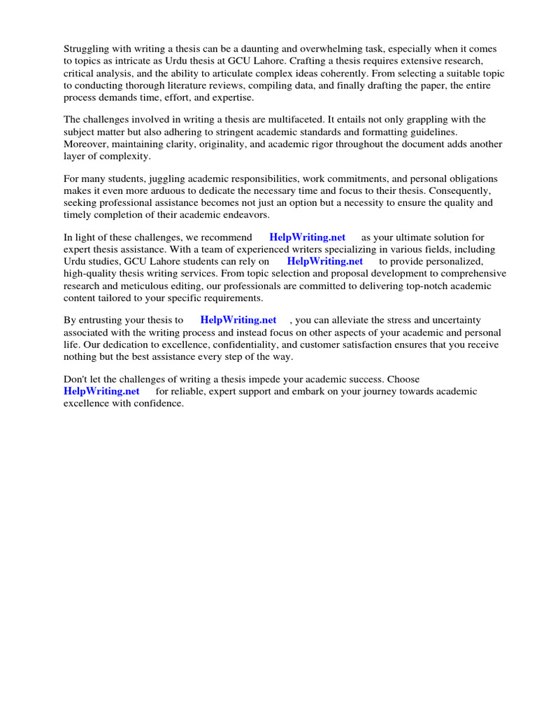 Gcu Lahore Urdu Thesis Pdf Thesis Master Of Arts