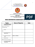 Oral Reporting - Topic Assignments