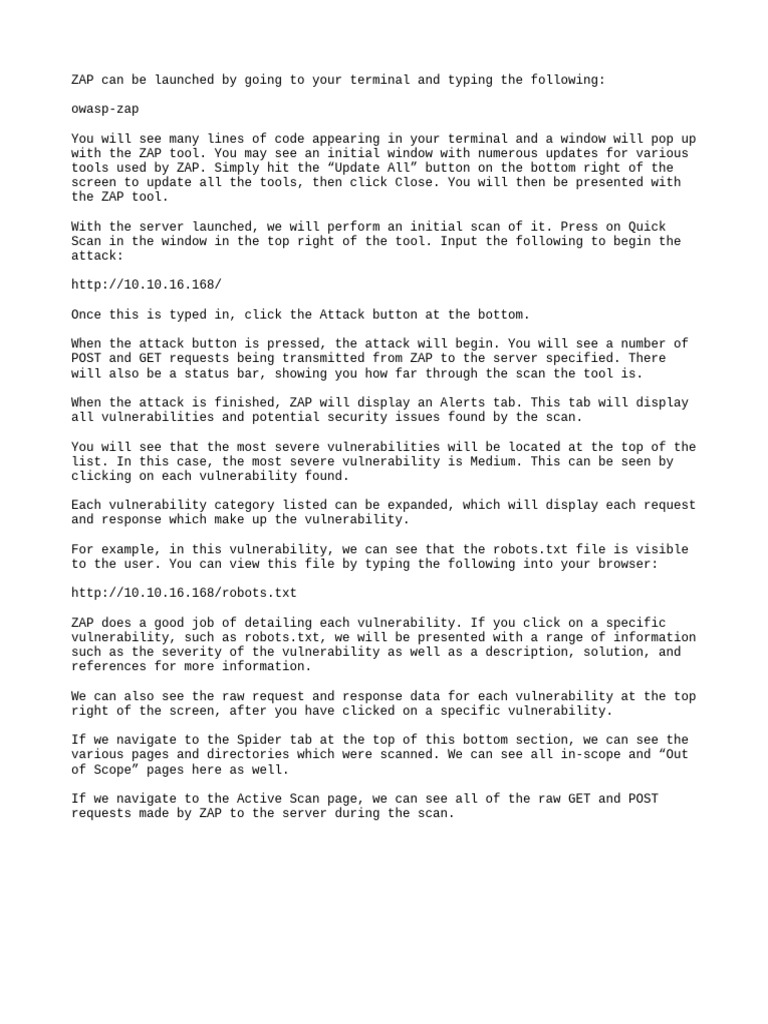 ZAP Tool: Quick Start Guide | PDF | Computers