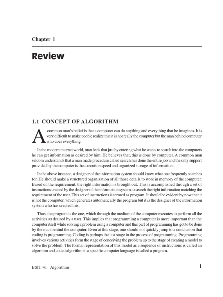 Review: 1.1 Concept of Algorithm | PDF