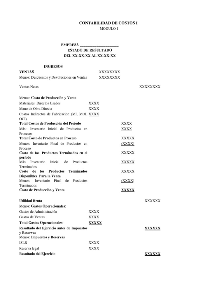 Estado de Resultados Empresarial | PDF | Costo | Estado de resultados