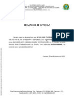 Declaração de Matrícula: Instituto Federal de Educação, Ciência E Tecnologia Do Ceará
