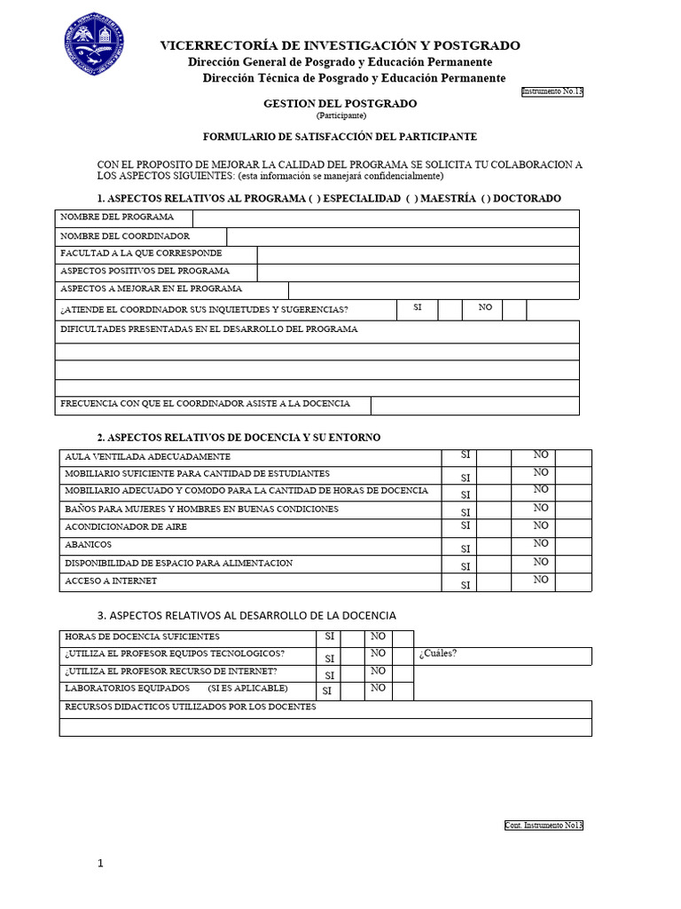 13 form de satisfacci n del participante pdf ense ando maestros