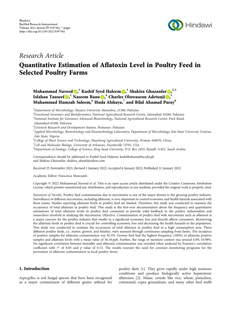 Aflatoxinas hindawi pdf mycotoxin