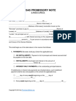 Kansas Unsecured Promissory Note Form