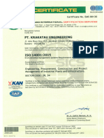 Certificate ISO 14001 ; 2015 Environmental Management Systems - Requirement with guidance for use