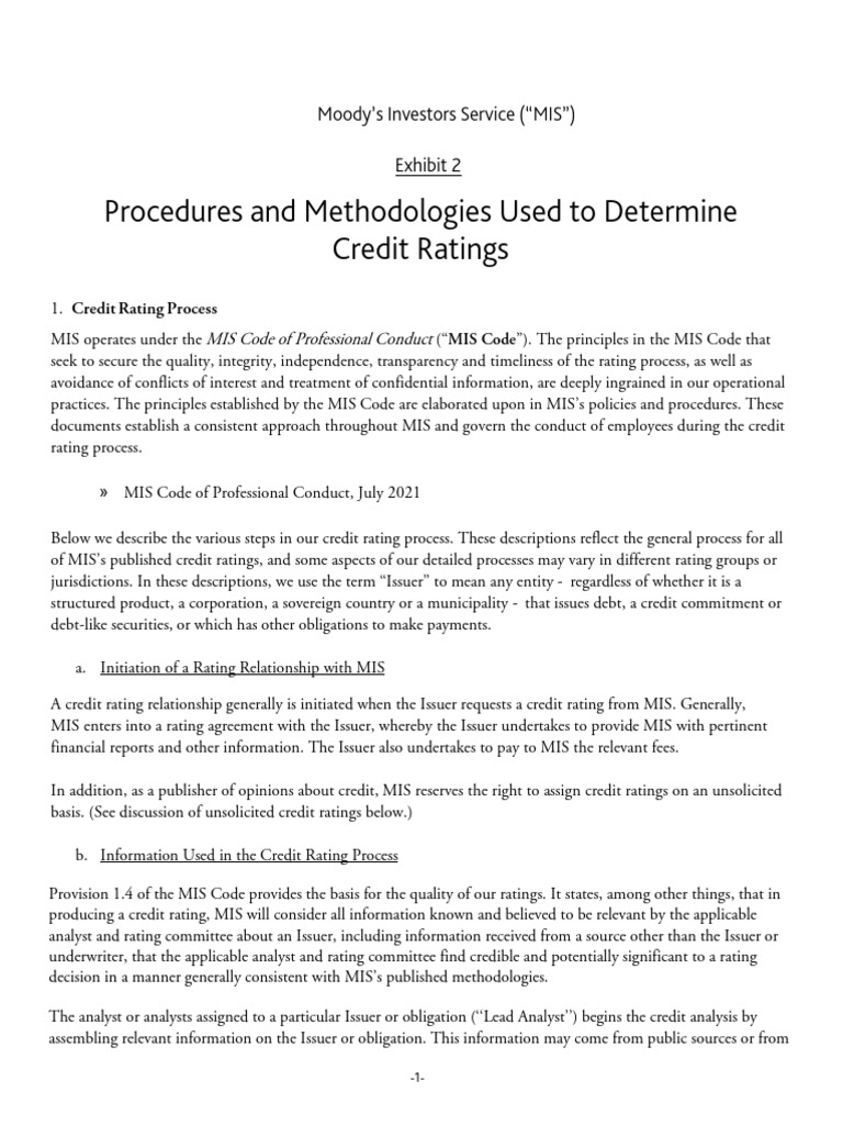 Moody's Credit Rating Procedures | PDF | Business | Finance & Money ...