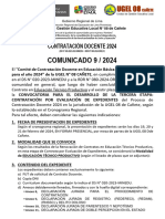 Comunicado 9-2024 - Convocatoria - Contratación Por Evalaución de Expedientes