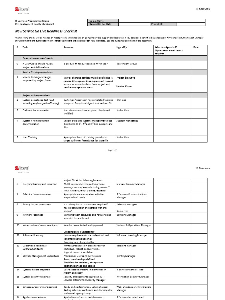 New Service Go Live | PDF | Information Security | Databases