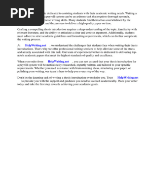 Thesis Introduction for Payroll System