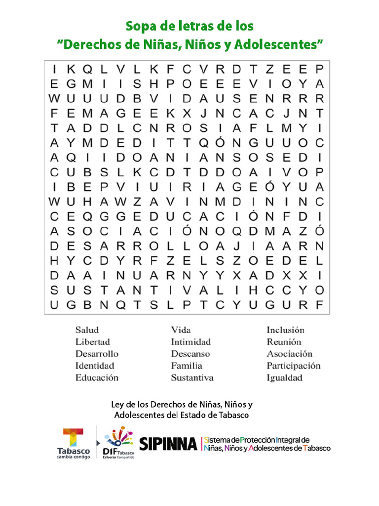 Sopa de Letras de Derechos para Adolescentes | PDF