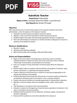 YISS Substitute Teacher JD