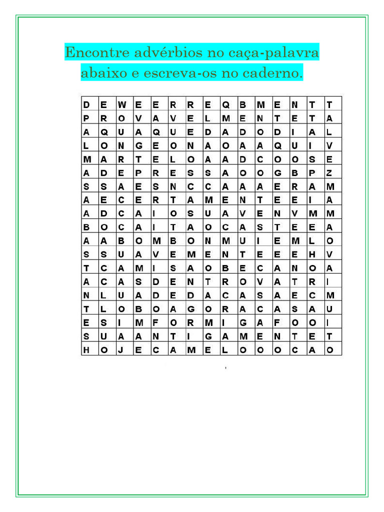 Advérbios Caça-Palavras | PDF