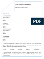 Atividade Estrutura e Formação Das Palavras 9 Ano