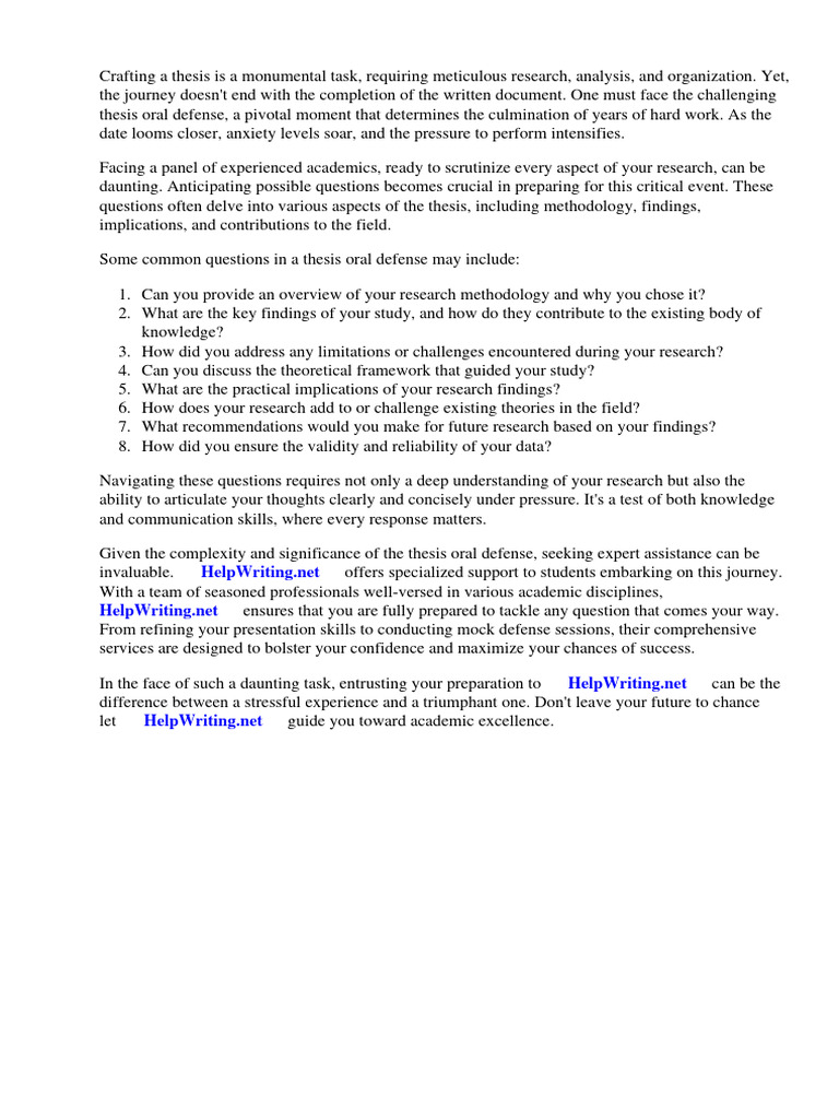 thesis oral defense questions