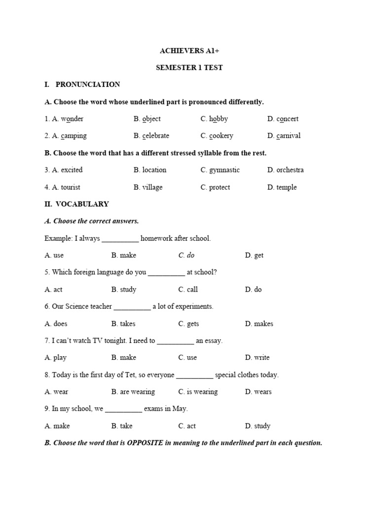 Achievers Grade 6 Semester 1 Test | PDF | Linguistics | Human Communication