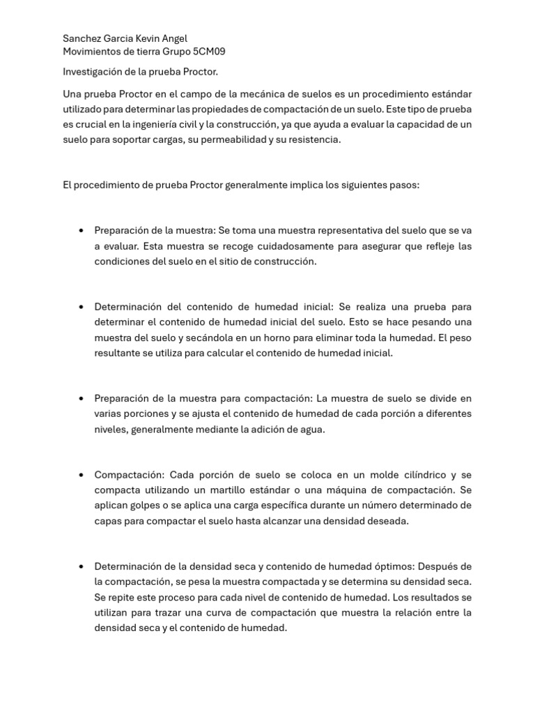 Investigación de la prueba Proctor | PDF | Ingeniero civil | Ingeniería