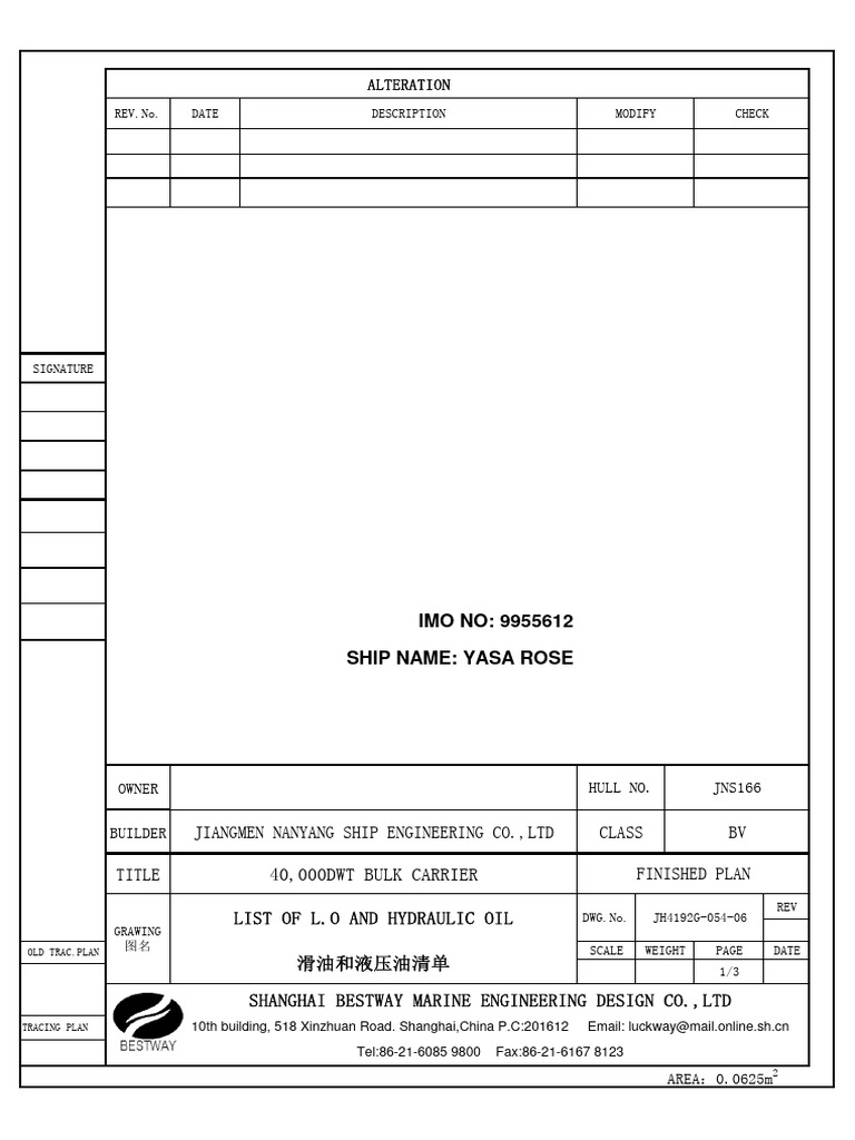 Ship oil chart PDF Engines Crane (Machine)
