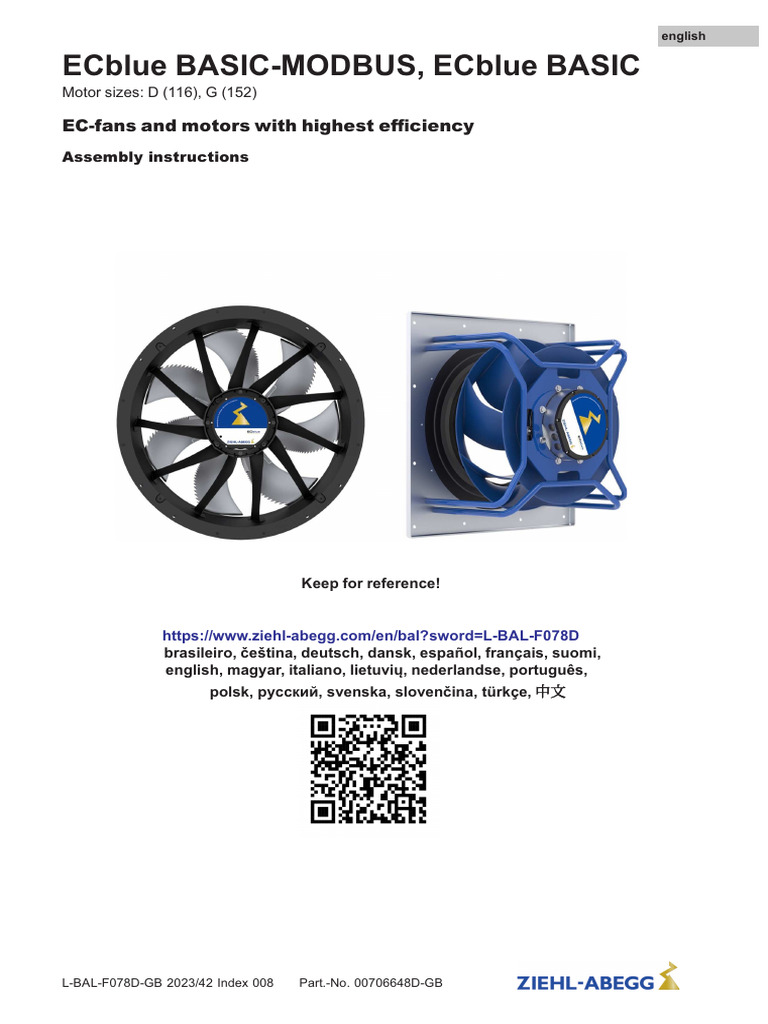 Assembly Instructions - Fans - ECblue BASIC-MODBUS, ECblue BASIC - D ...