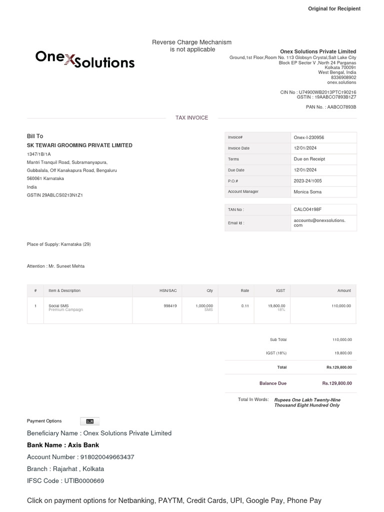 Onex I 230956 | PDF | Invoice | Government Finances