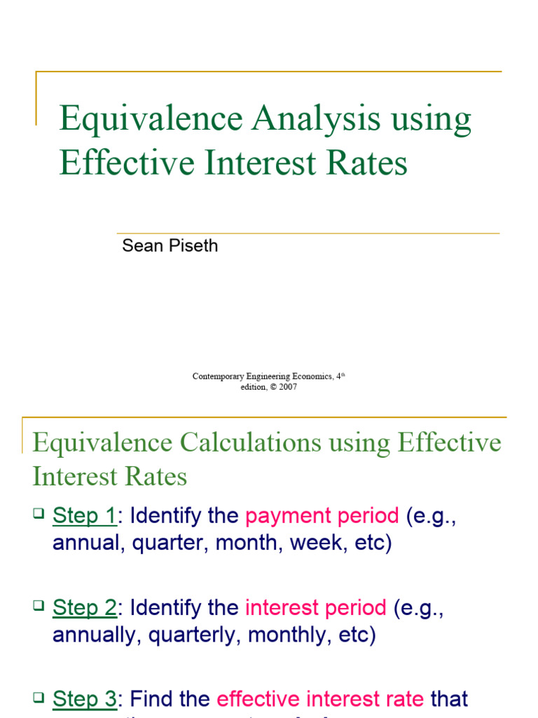 Chapter 10 Equivalence Analysis Pdf Interest Interest Rates