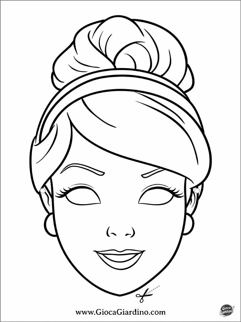 Cenerentola Maschera Principessa Da Colorare | PDF, image size:768x1024
